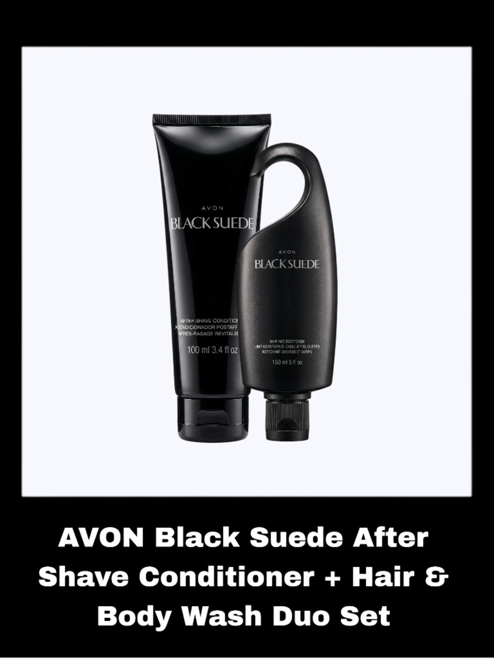 AVON Black Suede After Shave Conditioner + Hair & Body Wash Duo Set